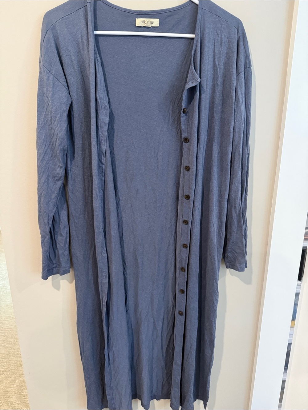 Madewell Light Blue Button-Front Long Cardigan